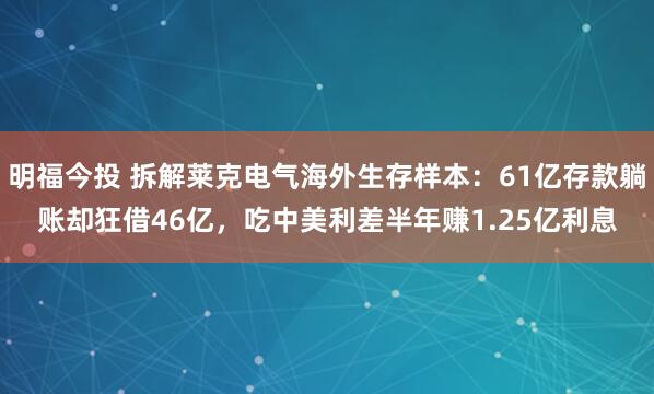 明福今投 拆解莱克电气海外生存样本：61亿存款躺账却狂借46亿，吃中美利差半年赚1.25亿利息