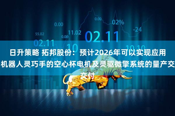 日升策略 拓邦股份:预计2026年可以实现应用于机器人灵巧手的空心杯电机及灵驱微擎系统的量产交付