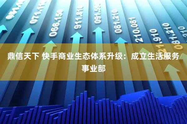 鼎信天下 快手商业生态体系升级:成立生活服务事业部